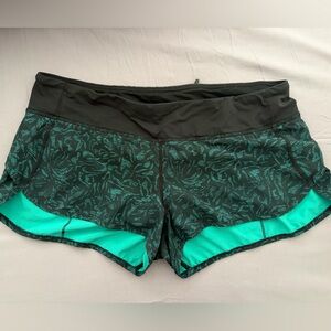 lululemon athletica Black and Green floral Athletic Shorts